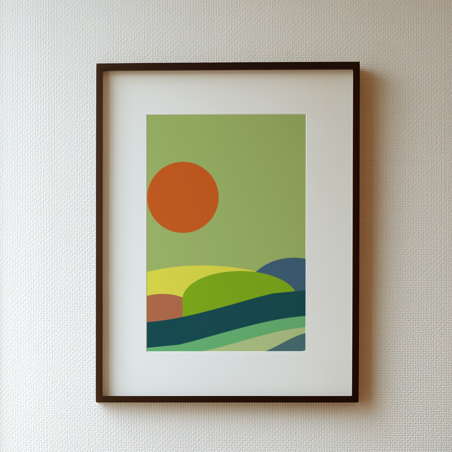 Mid-Century Modern Journey of the Sun and Hills | Abstract Landscape Wall Art
