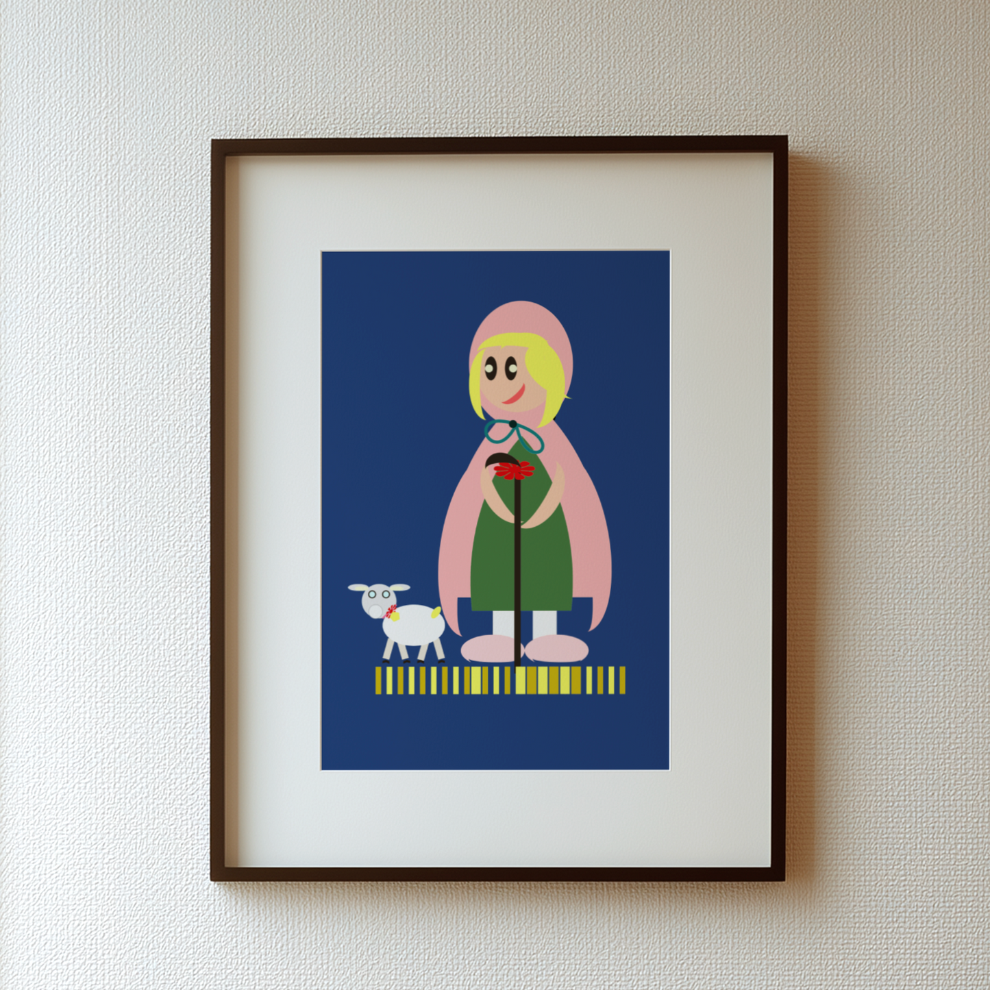 Modern Folk Art Mary Had a Little Lamb Giclée Wall Art Print