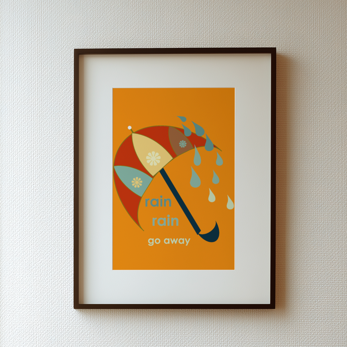 Bright Rain Rain Go Away Classic Nursery Rhyme Giclée Wall Art Print