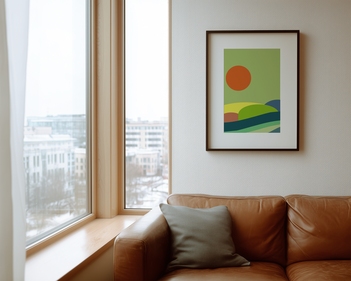 Mid-Century Modern Journey of the Sun and Hills | Abstract Landscape Wall Art