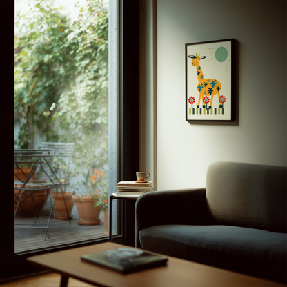 Yellow Giraffe Giclée Wall Art Print