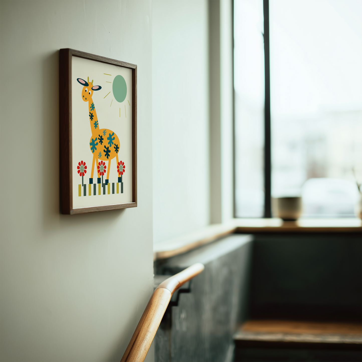 Yellow Giraffe Giclée Wall Art Print
