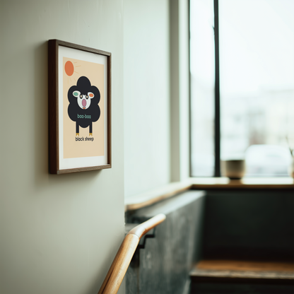 Modern Baa Baa Black Sheep Giclée Wall Art Print