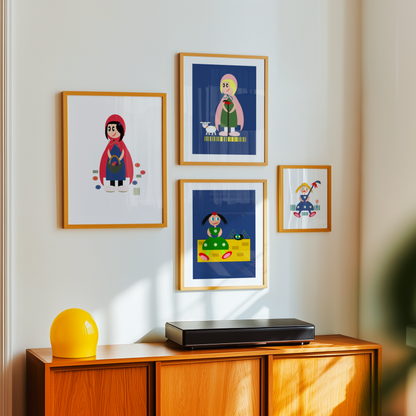 Modern Folk Art Mary Had a Little Lamb Giclée Wall Art Print
