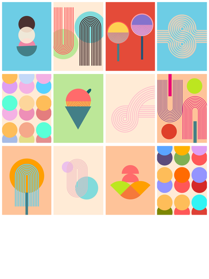 Mid-Century Modern Bauhaus Bonbons | Abstract Geometric Wall Art Collection