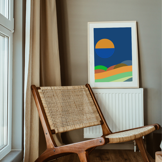 Mid-Century Modern Journey of the Sun and Hills | Abstract Landscape Wall Art