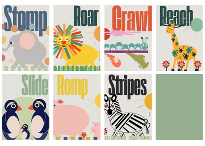 12x16 Wild Words Educational Poster Collection Animal Giclée Wall Art Print