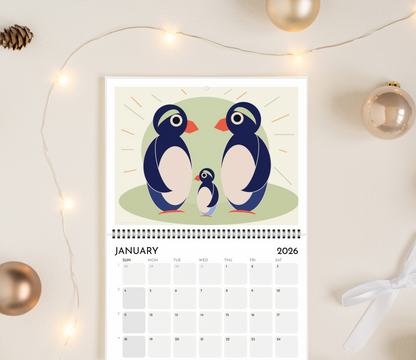 Creatures and Critters Colorful Monthly Wall Calendar 2026 (US & CA)