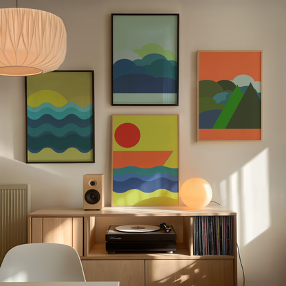 Mid-Century Modern Adventure Awaits | Abstract Geometric Wall Art