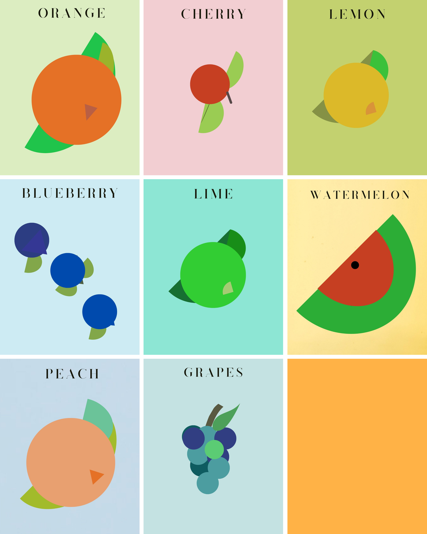 Mid-Century Modern Summer Fruits | Abstract Fruit Wall Art
