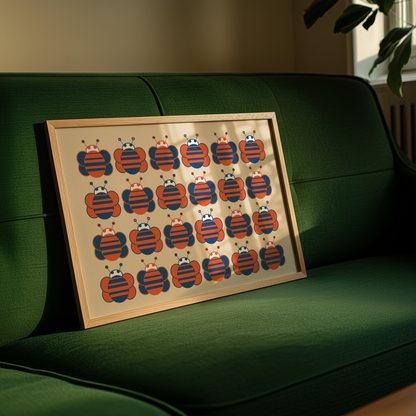Bold Retro Bees Giclée Wall Art Print