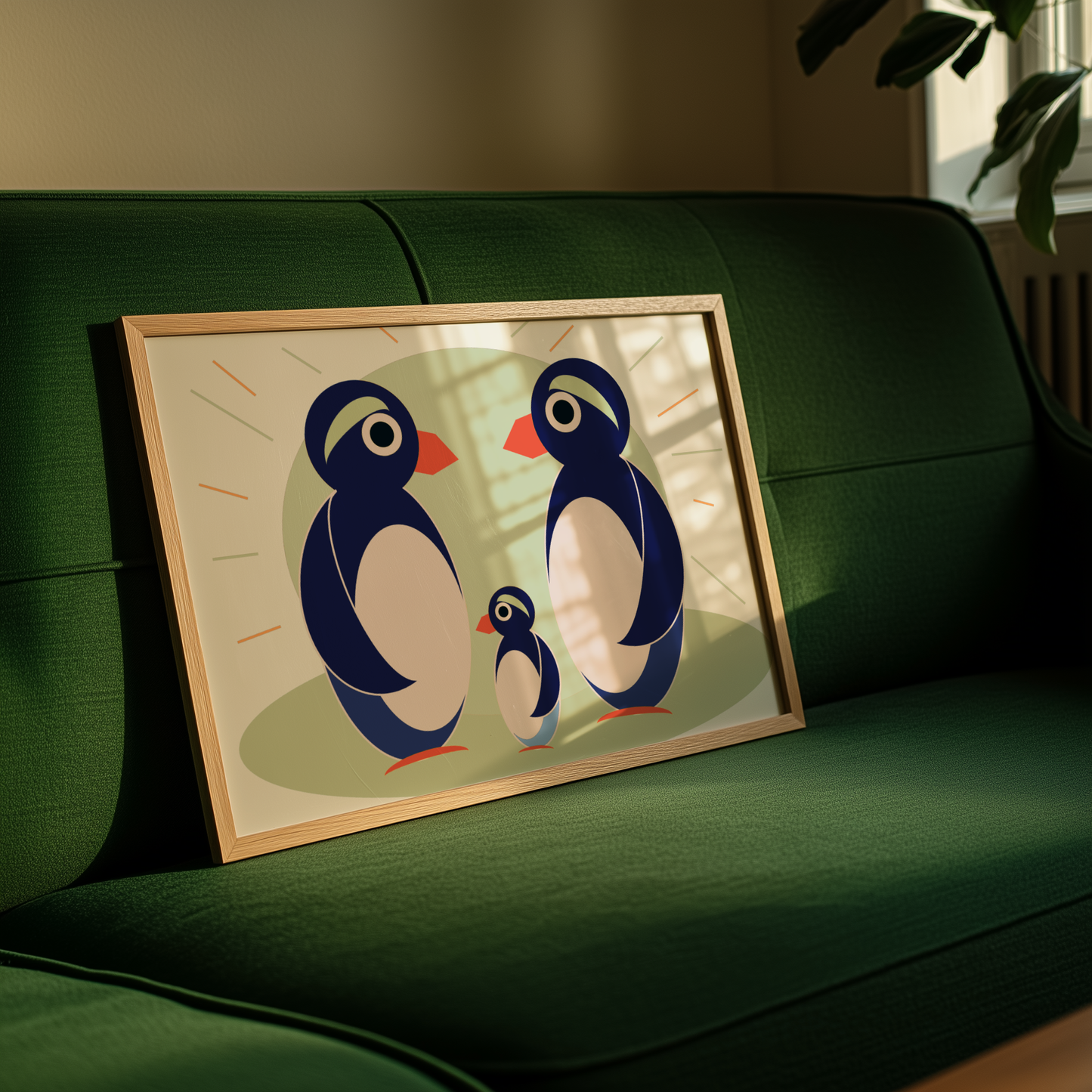 Warm Penguin Family Lion Giclée Wall Art Print