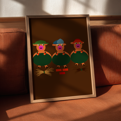 The Three Little Pigs Giclée Wall Art Print