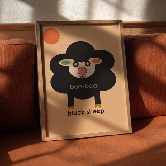 Modern Baa Baa Black Sheep Giclée Wall Art Print