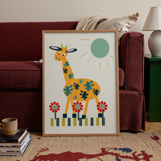 Yellow Giraffe Giclée Wall Art Print