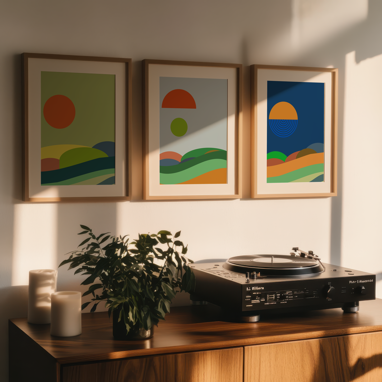 Mid-Century Modern Journey of the Sun and Hills | Abstract Landscape Wall Art
