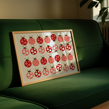 Bright and Cheery Ladybugs Giclée Wall Art Print